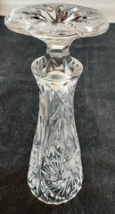 Czech Lead Crystal High Clarity Sparkle Starburst Pedestal Etched Vace 9″T Heavy