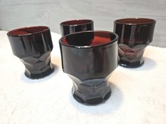 Anchor Hocking Georgian Honeycomb Juice Tumblers Ruby Red Set Of 4 Glasses 5oz