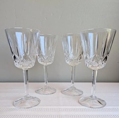 4 Vintage Block Crystal Olympic Water Glasses | Wine Goblets 8″ Poland