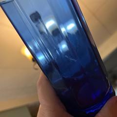 8 Vtg Anchor Hocking Essex Cobalt Blue 10 Panel 16 oz 6 3/8″ T glass Tumblers