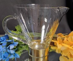 Late Mid-Century Hand Blown Glass Martini Pitcher Gold Tone Base