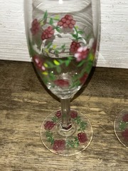 Hand Painted Champagne Flutes Set of 2 Purple Grapes With Leaves