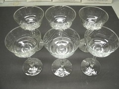 LIBBEY ROCK SHARPE ARCTIC ROSE STEM SET 6 COCKTAIL OR LIQUOR STEMS 5 3/4″ H