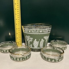 Vintage Hellenic Wedgewood Ice Bucket and 4 Coaster/Ashtray Set $20