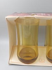 VTG NOS Anchor Hocking Amber Iced Tea Tumblers #3377 Mid-Century 17 oz. w/ Box!