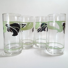 Corelle Corning Black Orchid 14Oz Set of 4 Tumblers Highball Juice Glasses 6″