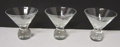 Martini Glasses Etched Leaves Stemless Weighted Foot 3 pc