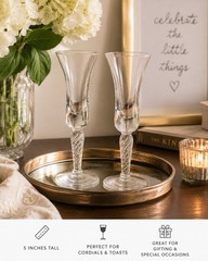 Georgian Style Multi Spiral Air Twist Stem Cordial Glasses 2 Antique Hand Blown