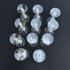 VTG Etched Crystal Champagne Coupe Glasses Set Of 11 Floral Cut Stemware Rock