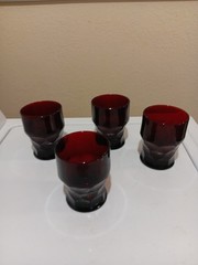 4 Anchor Hocking 4in Ruby Red Georgian Honeycomb Pattern