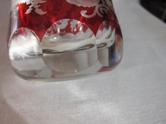 Bohemian Ruby Glass Beaker~Deer & Stag~ Concave Base, Thick Crystal, c.1880