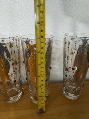 MCM Culver MARDI GRAS 5 Pc Iced Tea Glasses 22kt Jester Harlequin Barware 1960s