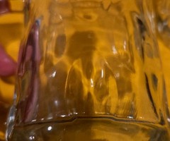 Set of 2 Vintage Thumbprint Dimple 14 oz Clear Heavy Glass Beer Mugs 4.75″ tall