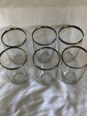 Dorothy Thorpe Vintage Silver Rim Lowball Cocktail “MADMEN “Bar Glasses (6)