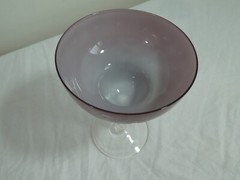 Drink Wine Glass Stemmed Purple Pink Clear 6 1/2″ Drinkware Barware Deco Vintage
