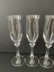 Set Of 4 Vintage Mikasa Ardmore Crystal Champagne Flutes Glasses 8 3/8”