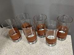 6 Vintage Libbey “Brandywine» Pattern Glass Tubbler Glasses MCM In EUC