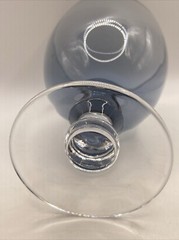 9 Vintage Blue Gray Bowl, Short Clear Stem 16 Oz Goblet 6.5×3.75”, Unmarked, EUC