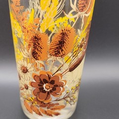 Brown And Yellow Floral Glass Vintage 5.5 inches