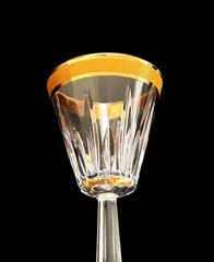 Set Of 4 Vintage Italian Crystal 22 Karat Gold Sugar Rim Cordial Sherry Glasses