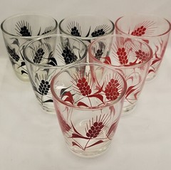 Set of 6 Vintage 1950s Hazel Atlas Sour Cream Glasses Wheat 1/2 Pint