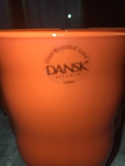 RARE Set Of 6 DANSK Kitchen RIO Ripple Wave ORANGE 16oz Crystal TUMBLERS 6″ Tall