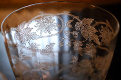 Vtg Set 10 CENTRAL GLASS WORKS Needle Etched Optic PASSIONFLOWER Water Goblets