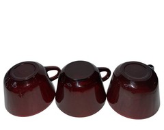 Set Of 3 – Vintage Royal Ruby RED Tea Cups Anchor Hocking – 2.5”T x 3.25”D