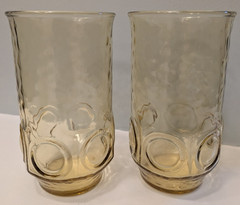 Anchor Hocking Heritage Hill 1970s Honey Gold Glass Tumblers Set Of 4 12oz 5″ H