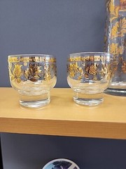 VTG Culver Chantilly MCM 22 KT Gold inlay 5pc Barware Martini Set