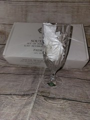 Vtg South Beach Palm Tree Glasses Godinger Shannon Crystal Glasses Set Of 4 New