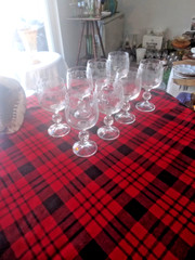 8 Set Bohemia Crystal Etched Wine Glasses Cascade Faceted Claudia Ball Stem