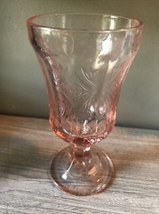Vintage Indiana Glass Pink Madrid Recollection 6 1/2″ Water Goblet