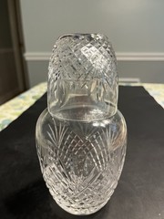 Waterford Style Crystal Vintage Tumble Up Bedside Carafe And Tumbler Glass