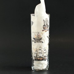 VINTAGE LIBBEY NAUTICAL THEME TOM COLLINS GLASSES GOLD GILD