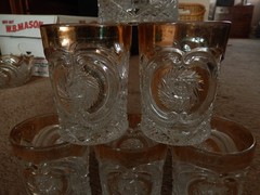 US Glass #15104 Victorian/Buzz Saw & Parenthesis Pitcher/Glasses/Bowl Set 1907