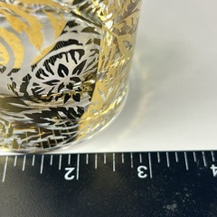 Vintage Hollywood Regency Gold Gilt Glasses MCM Cocktail Tumblers Pair