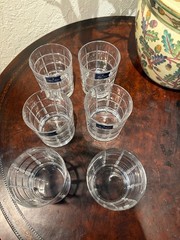 Brooks Brothers 24% Lead Crystal Tumblers – Set of 6 – Czech Republic – Cut Grid