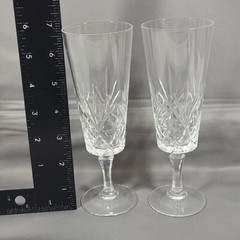 Crystal Champagne Flute Wine Glass Set Of 2 StarBurst Cut Wedding Toast