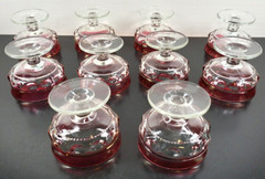 10 Tiffin Franciscan Kings Crown Ruby Flashed Champagne Sherbet Set Vintage MCM