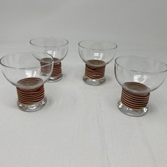 1950’s Vintage Mid-Century Wrapped Red & Beige Cordial Drinking Glasses(4)