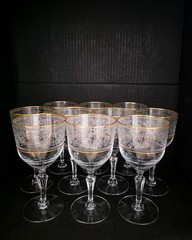 Fostoria Renaissance Crystal Water Glasses Platinum Trim Lot Of 10