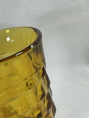 Vtg Set of 2 Indiana Glass Amber Whitehall Cubist Footed Glasses 4 1/2″
