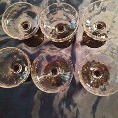 6 Lenox Martini Champagne Glasses Sutton Place Black Stem Clear Optic Bowl Glass
