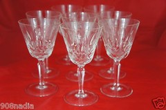 VINTAGE FINE CUT GLASS OR CRYSTAL WINE/WATER SET 8 NAPOLI FAN/THUMBPRINT
