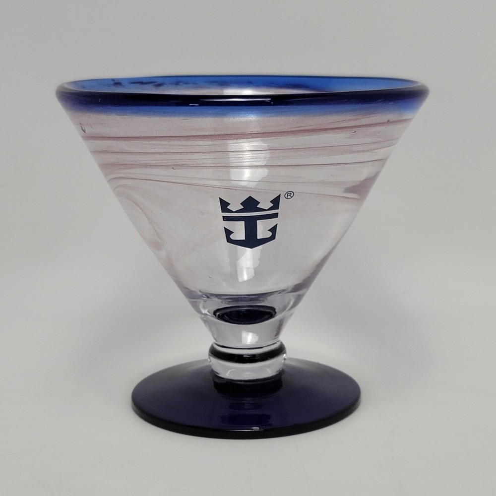Kosta Boda Royal Caribbean Cruise Lines Swirl Blue Stem Margarita Martini Glass