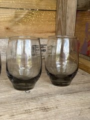 1970 Vintage Libbey Tumbler Glasses Rounded Weighted Base Smoke Glass Set of (4)