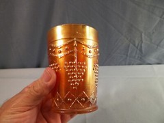 Vintage Fenton Marigold Carnival Glass Lattice & Grape Pattern Tumbler