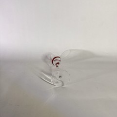Pier 1 Red Swirline Clear Glass Goblets Cham 9″ Hand Blown Discontinued