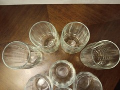VINTAGE LIBBEY CRISA RIBBED Vertical Optic Clear Glass Set Of 8 Tumblers & Rock